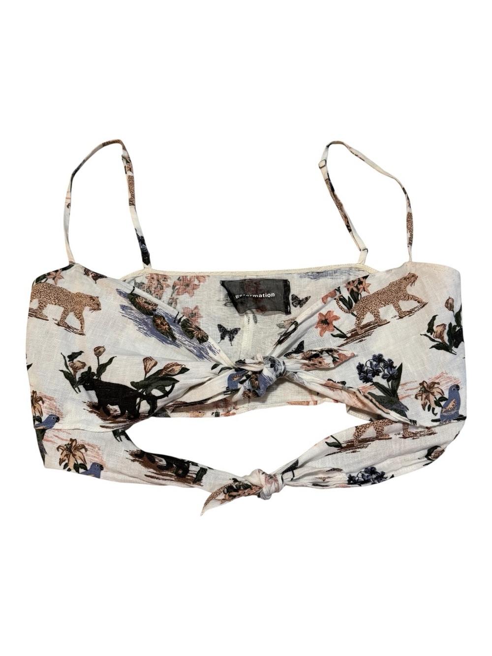 Reformation Double Tie Linen Crop Top